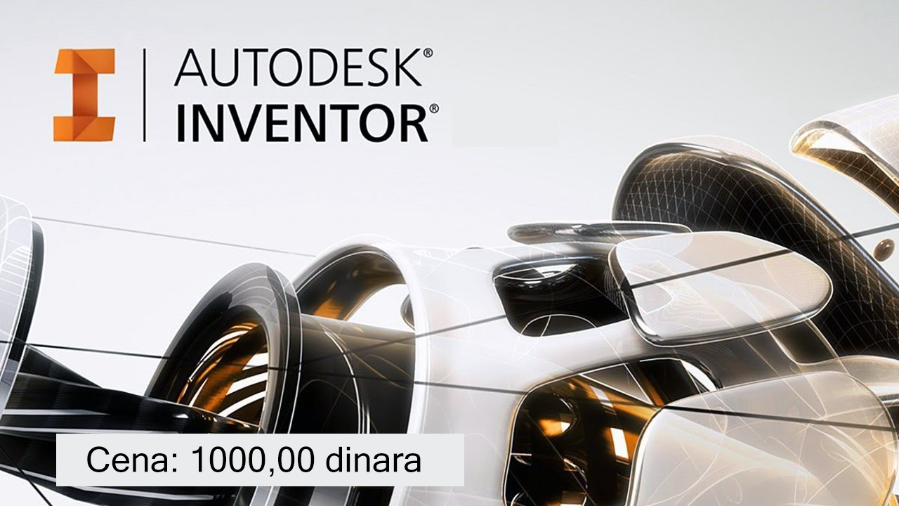 Na slici se nalazi logo i dizajn kablova napravljenih u autodesk inventor-u sa uslugu "Instalacija Inventor professional" sa cenom od 1000 dinara.
