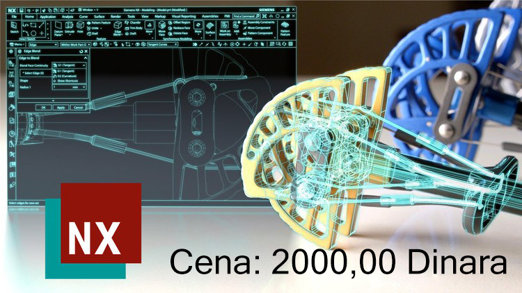 Na slici se nalazi logo Siemens NX sa dizajnom uradjenim u programu za uslugu "Instalacija Siemens NX" po ceni od 2000 dinara,
